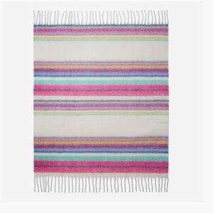 Free People Vibrant Striped Fringe Throw